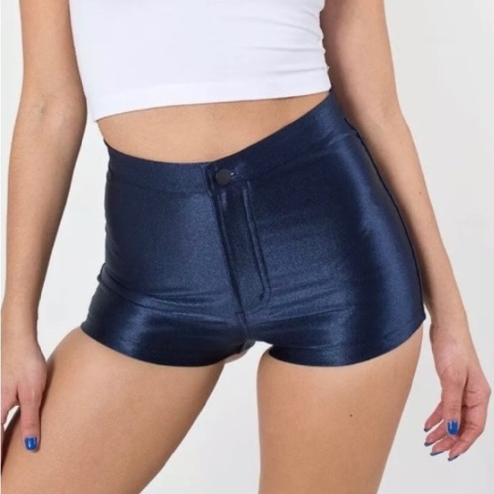 American Apparel Navy Shiny Disco Shorts